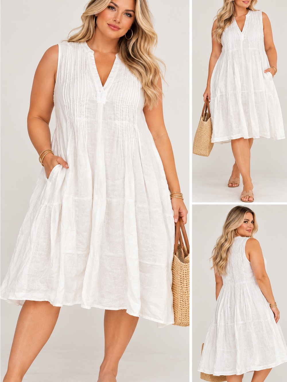 Pure Jill linen dress in white size 2x